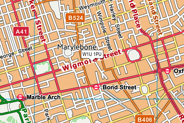 W1U 1PU map - OS VectorMap District (Ordnance Survey)