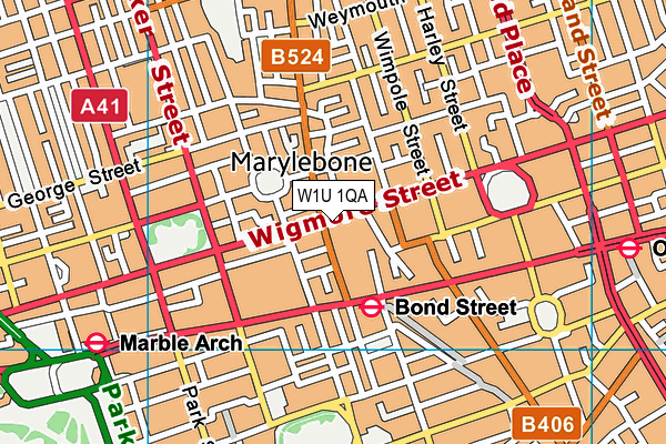 W1U 1QA map - OS VectorMap District (Ordnance Survey)