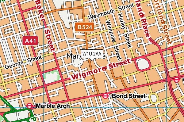 W1U 2AA map - OS VectorMap District (Ordnance Survey)