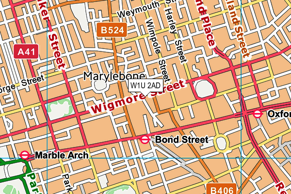 W1U 2AD map - OS VectorMap District (Ordnance Survey)