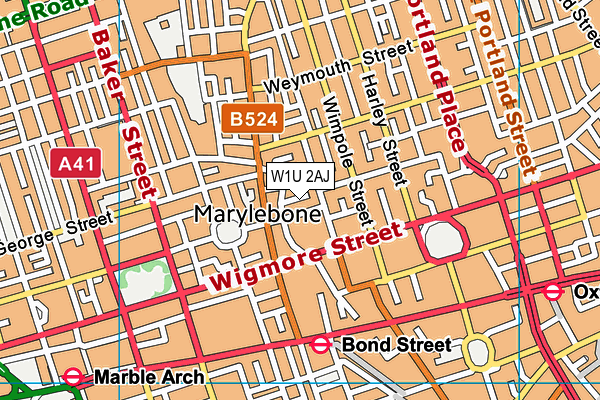 W1U 2AJ map - OS VectorMap District (Ordnance Survey)
