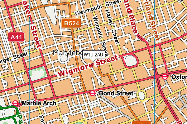 W1U 2AU map - OS VectorMap District (Ordnance Survey)