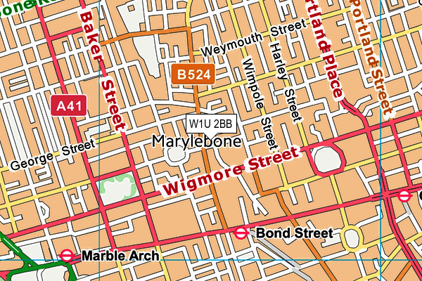 W1U 2BB map - OS VectorMap District (Ordnance Survey)