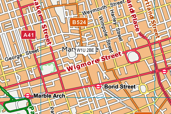 W1U 2BE map - OS VectorMap District (Ordnance Survey)