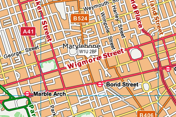 W1U 2BF map - OS VectorMap District (Ordnance Survey)