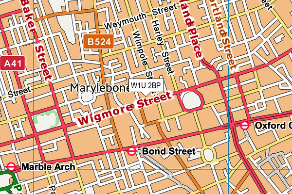 W1U 2BP map - OS VectorMap District (Ordnance Survey)