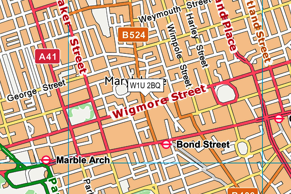 W1U 2BQ map - OS VectorMap District (Ordnance Survey)