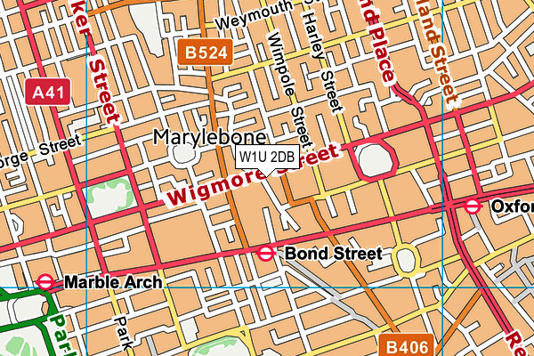 W1U 2DB map - OS VectorMap District (Ordnance Survey)