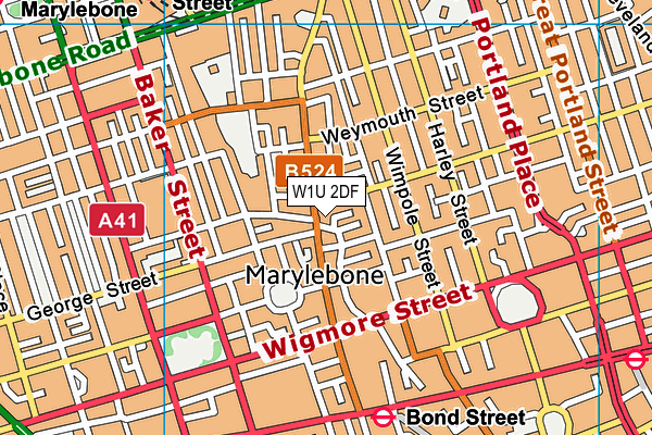 W1U 2DF map - OS VectorMap District (Ordnance Survey)