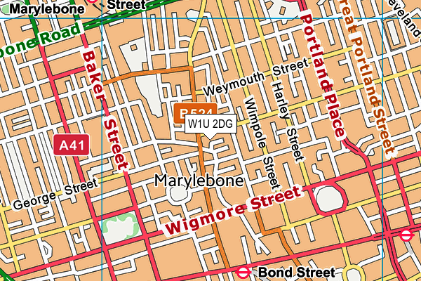 W1U 2DG map - OS VectorMap District (Ordnance Survey)