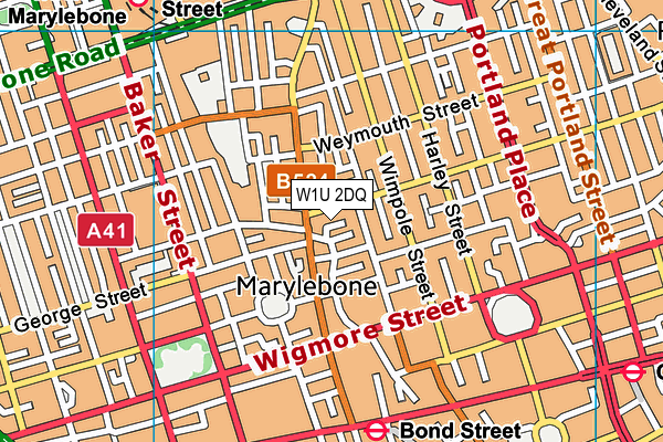 W1U 2DQ map - OS VectorMap District (Ordnance Survey)