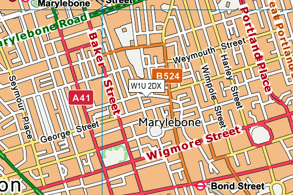 W1U 2DX map - OS VectorMap District (Ordnance Survey)