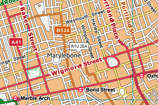 W1U 2EA map - OS VectorMap District (Ordnance Survey)