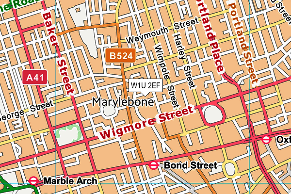 W1U 2EF map - OS VectorMap District (Ordnance Survey)