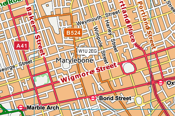 W1U 2EG map - OS VectorMap District (Ordnance Survey)