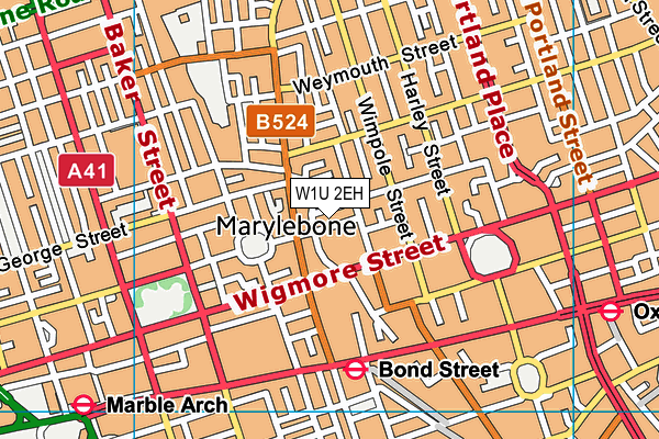 W1U 2EH map - OS VectorMap District (Ordnance Survey)