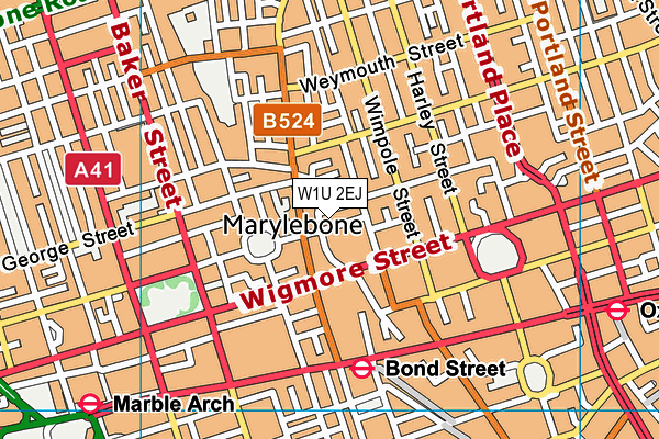 W1U 2EJ map - OS VectorMap District (Ordnance Survey)