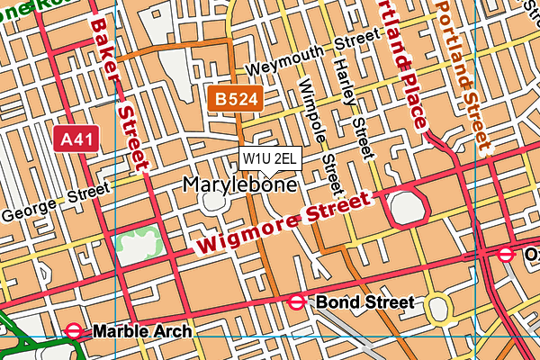 W1U 2EL map - OS VectorMap District (Ordnance Survey)