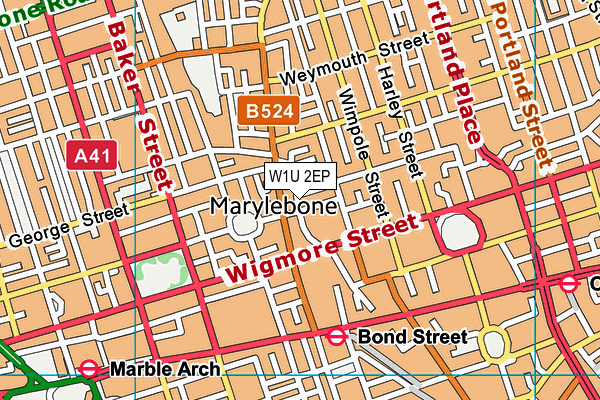 W1U 2EP map - OS VectorMap District (Ordnance Survey)