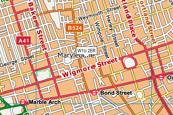 W1U 2ER map - OS VectorMap District (Ordnance Survey)