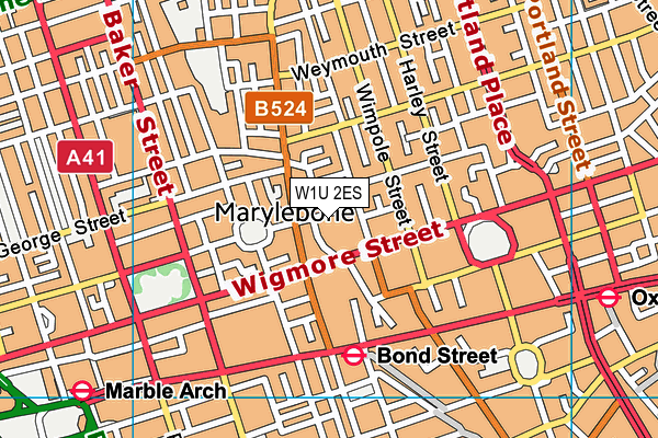 W1U 2ES map - OS VectorMap District (Ordnance Survey)