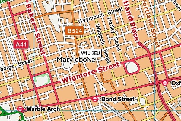 W1U 2EU map - OS VectorMap District (Ordnance Survey)