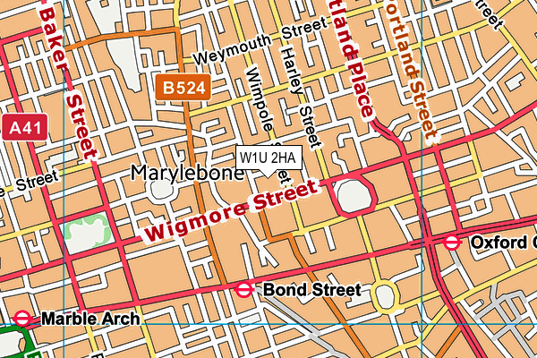 W1U 2HA map - OS VectorMap District (Ordnance Survey)