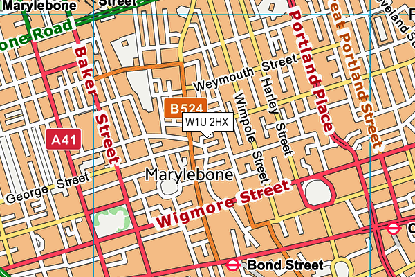 W1U 2HX map - OS VectorMap District (Ordnance Survey)