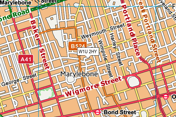 W1U 2HY map - OS VectorMap District (Ordnance Survey)