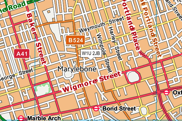 W1U 2JB map - OS VectorMap District (Ordnance Survey)