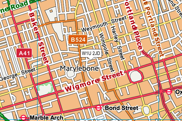 W1U 2JD map - OS VectorMap District (Ordnance Survey)