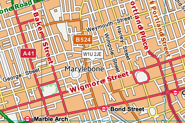 W1U 2JE map - OS VectorMap District (Ordnance Survey)