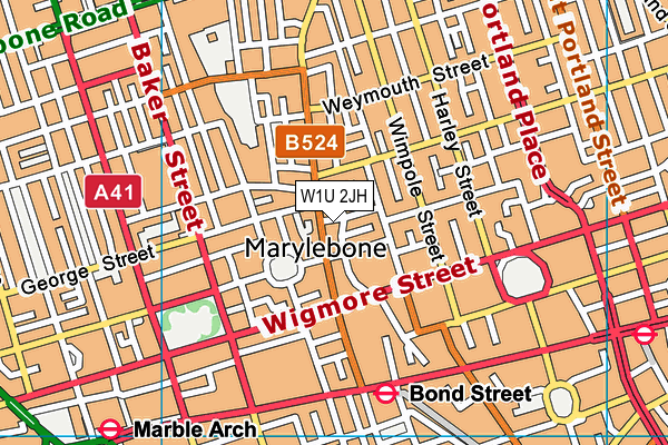 W1U 2JH map - OS VectorMap District (Ordnance Survey)