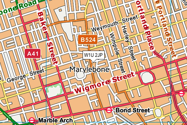 W1U 2JP map - OS VectorMap District (Ordnance Survey)