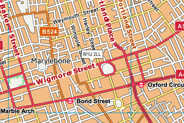 W1U 2LL map - OS VectorMap District (Ordnance Survey)