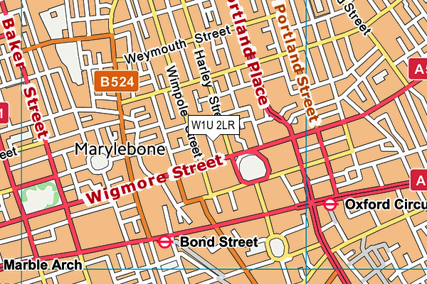 W1U 2LR map - OS VectorMap District (Ordnance Survey)