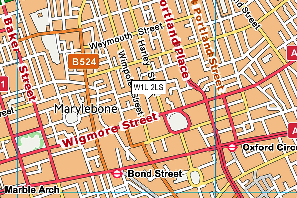 W1U 2LS map - OS VectorMap District (Ordnance Survey)