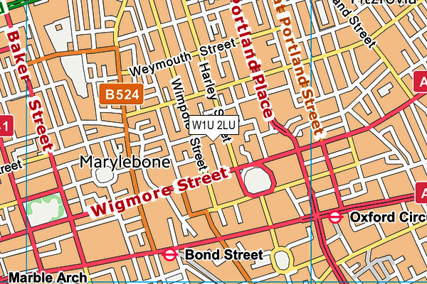 W1U 2LU map - OS VectorMap District (Ordnance Survey)
