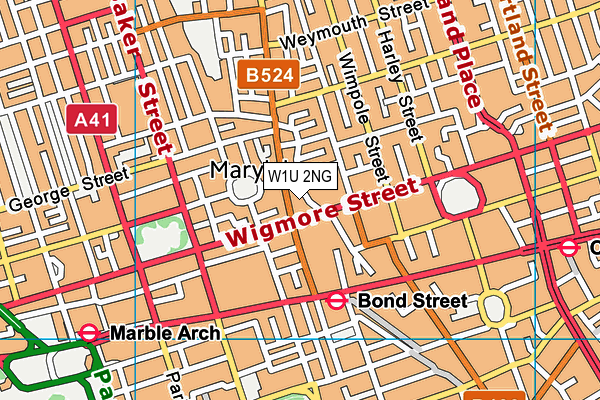 W1U 2NG map - OS VectorMap District (Ordnance Survey)