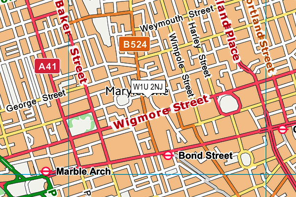 W1U 2NJ map - OS VectorMap District (Ordnance Survey)