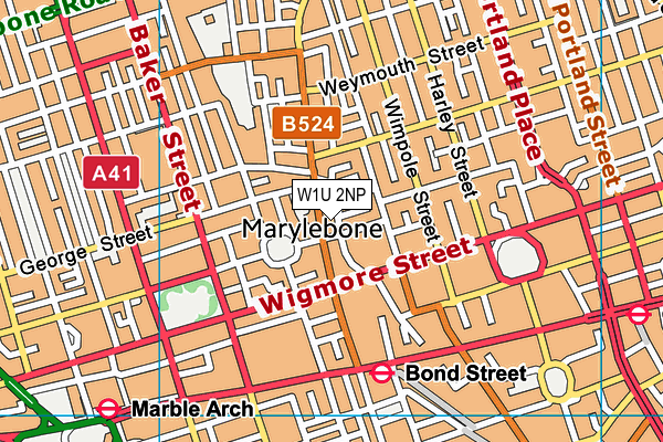 W1U 2NP map - OS VectorMap District (Ordnance Survey)