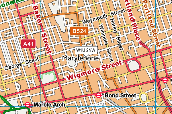 W1U 2NW map - OS VectorMap District (Ordnance Survey)