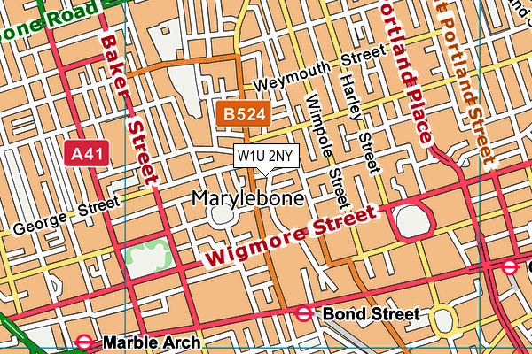 W1U 2NY map - OS VectorMap District (Ordnance Survey)