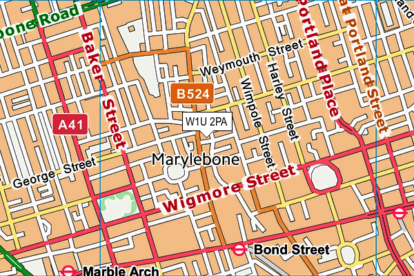 W1U 2PA map - OS VectorMap District (Ordnance Survey)