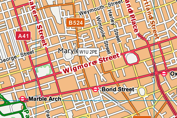 W1U 2PE map - OS VectorMap District (Ordnance Survey)