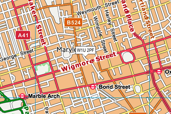 W1U 2PF map - OS VectorMap District (Ordnance Survey)