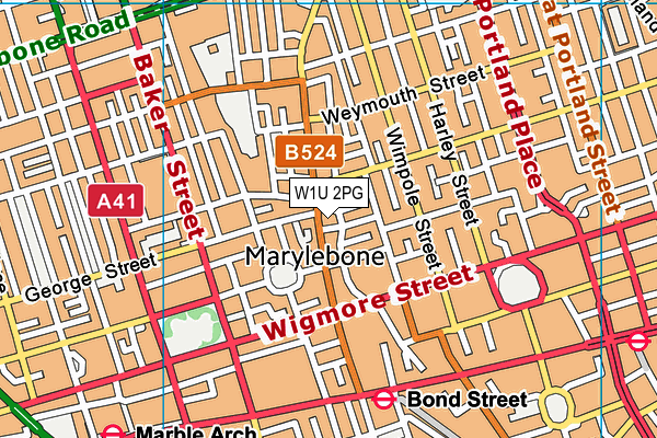 W1U 2PG map - OS VectorMap District (Ordnance Survey)