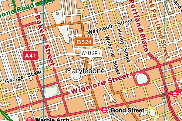 W1U 2PH map - OS VectorMap District (Ordnance Survey)