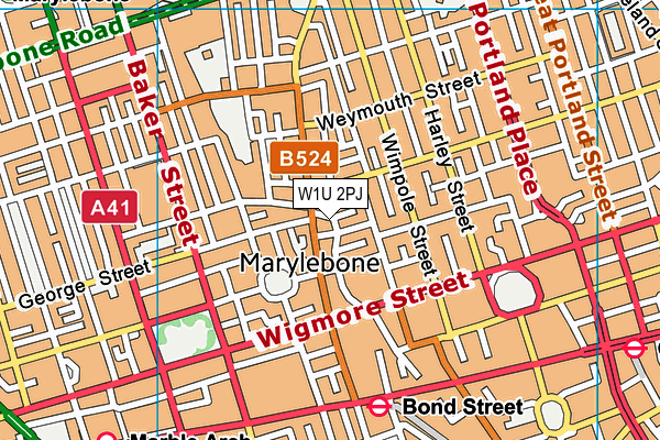 W1U 2PJ map - OS VectorMap District (Ordnance Survey)