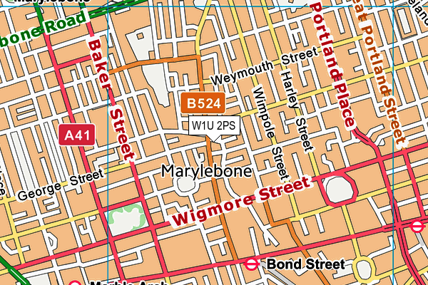 W1U 2PS map - OS VectorMap District (Ordnance Survey)